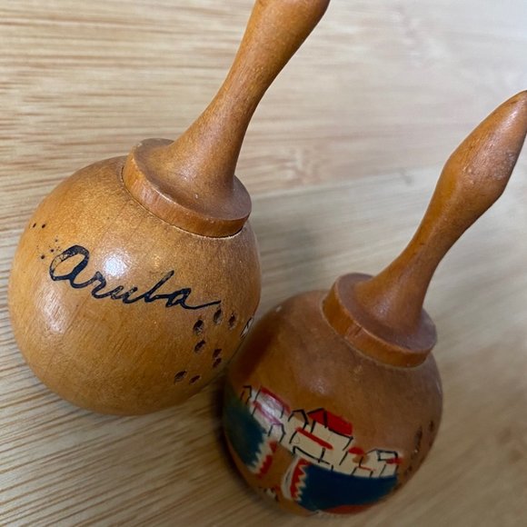 Vintage Wood Salt & Pepper Shakers - Light Posts, Maracas, & Barrels - Picture 9 of 16